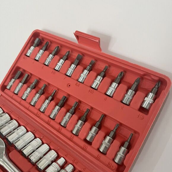 Mechanic Tool Kit Drive Socket Ratchet Wrench Set with Storage Case 46Pcs US - Picture 5 of 7